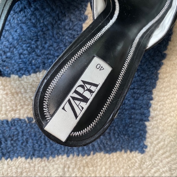 🖤 ZARA QUILTED POINTED TOE OPEN HEEL FAUX LEATHER HEELS! - Picture 9 of 11